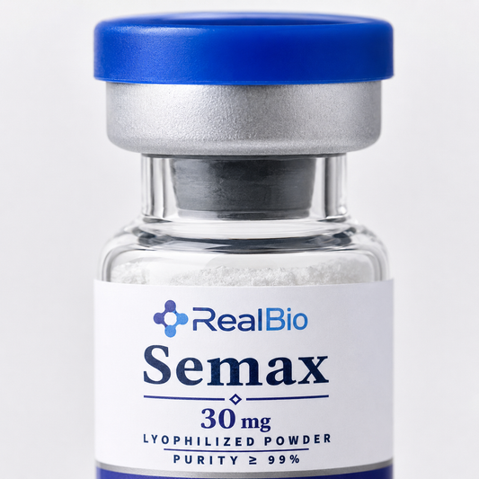 Semax · detalle del polvo liofilizado y el sello