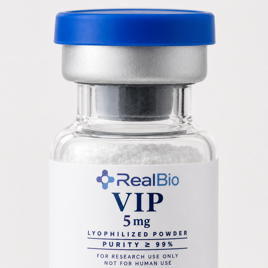 VIP · detalle del polvo liofilizado y el sello