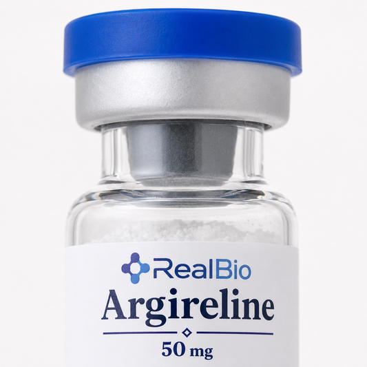 Argireline · detalle del polvo liofilizado y el sello