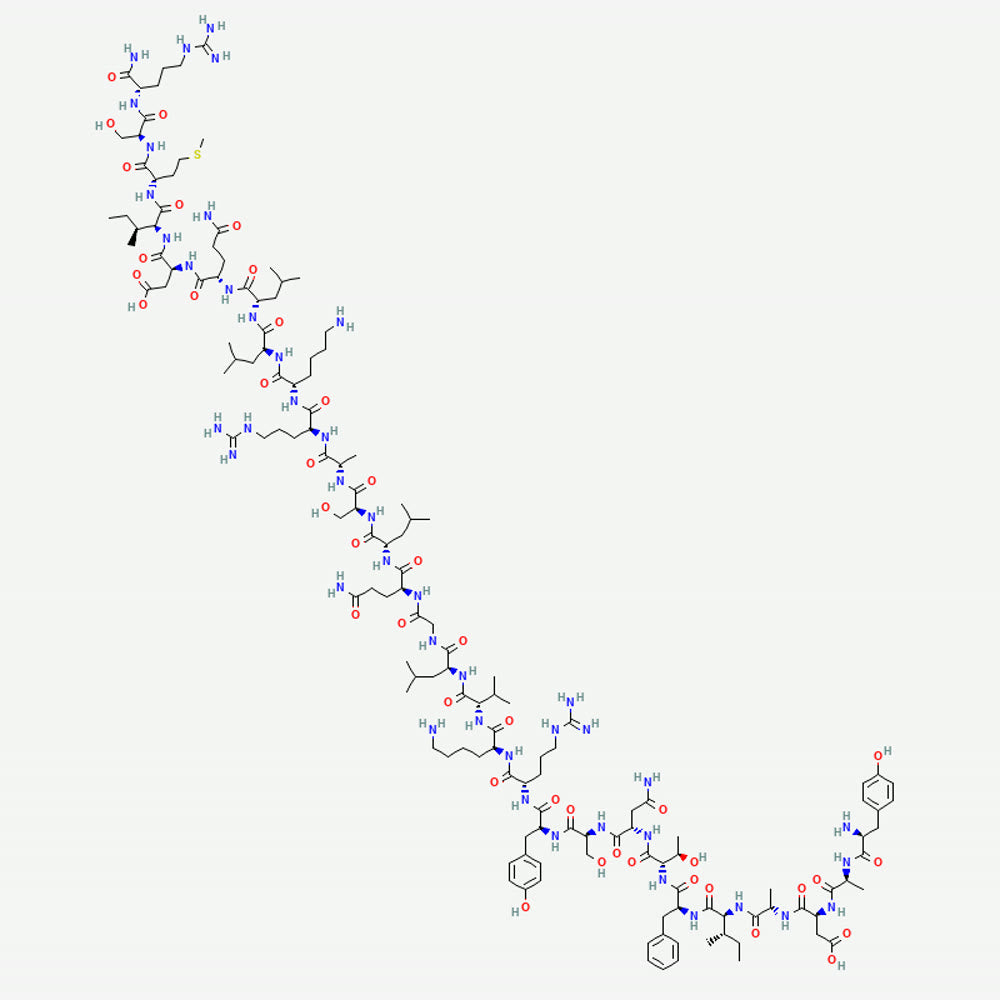 Estructura molecular de Sermorelina · fuente PubChem CID 16132413